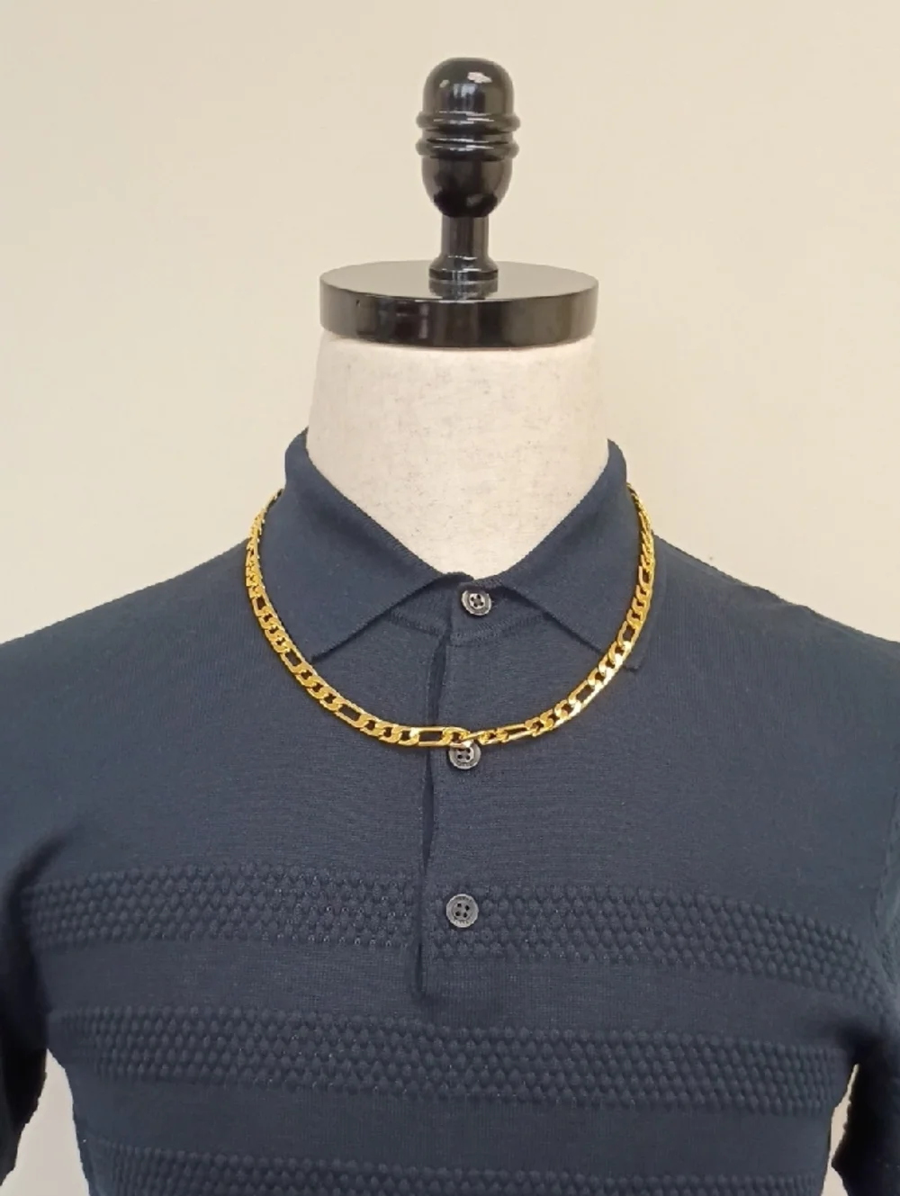Gold Tone Figaro Chain Necklace 22” Unisex Layering Jewelry